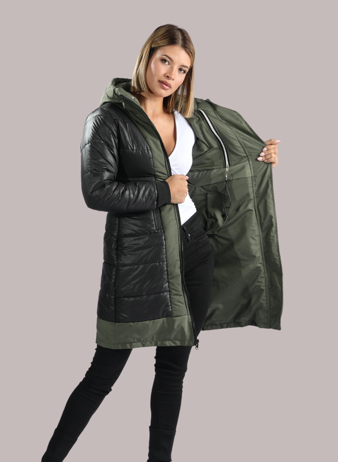Parka Larga Reversible – Sofisticación y Confort