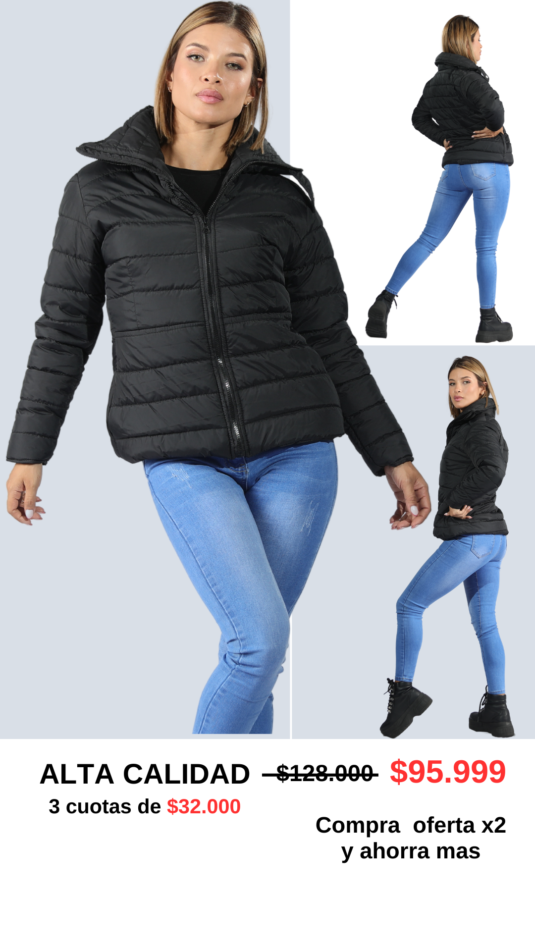 CHAQUETA CUELLO ALTO Y BOLSILLOS INVISIBLES CON CREMALLERA