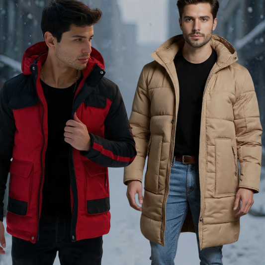 Dúo Titan (incluye Parka warrior roja + Gaban puffer Cafe)