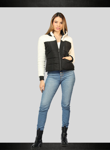 CHAQUETA COMBINADA CON OVEJERO Y BOLSILLOS INVISIBLES