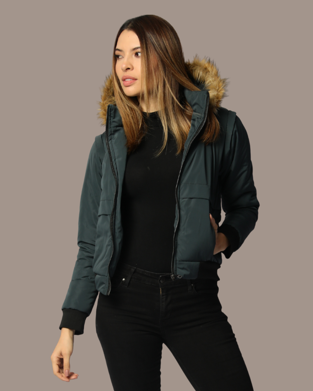 CHAQUETA ADAPTABLE A CHALECO CON CAPOTA REMOVIBLE