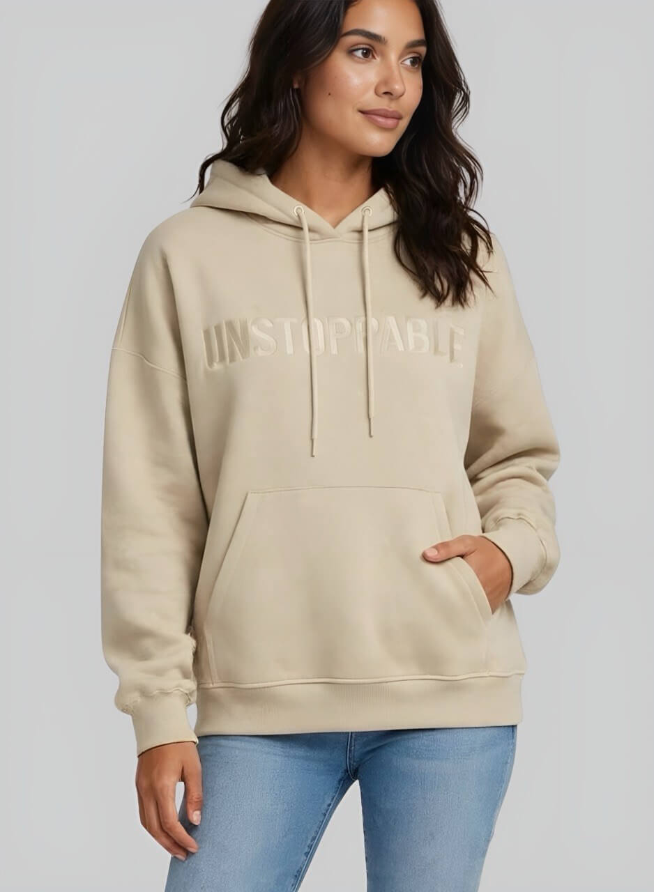 Hoodie con capota  kamel en algodon unstoppable para mujer INOLVIDABLE