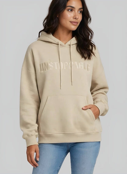 Hoodie con capota  kamel en algodon unstoppable para mujer INOLVIDABLE