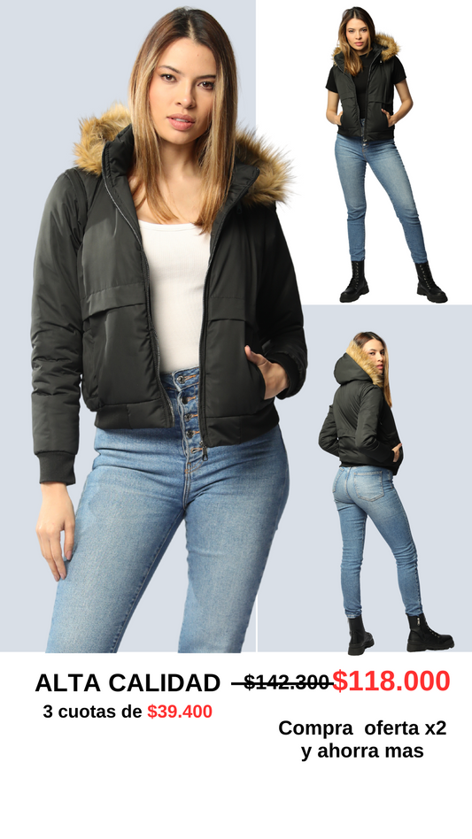 CHAQUETA ADAPTABLE A CHALECO CON CAPOTA REMOVIBLE