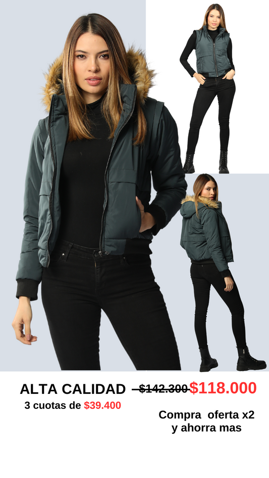 CHAQUETA ADAPTABLE A CHALECO CON CAPOTA REMOVIBLE