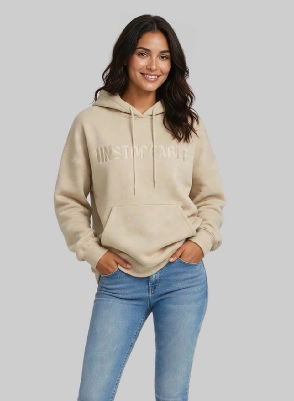 Hoodie con capota  kamel en algodon unstoppable para mujer INOLVIDABLE