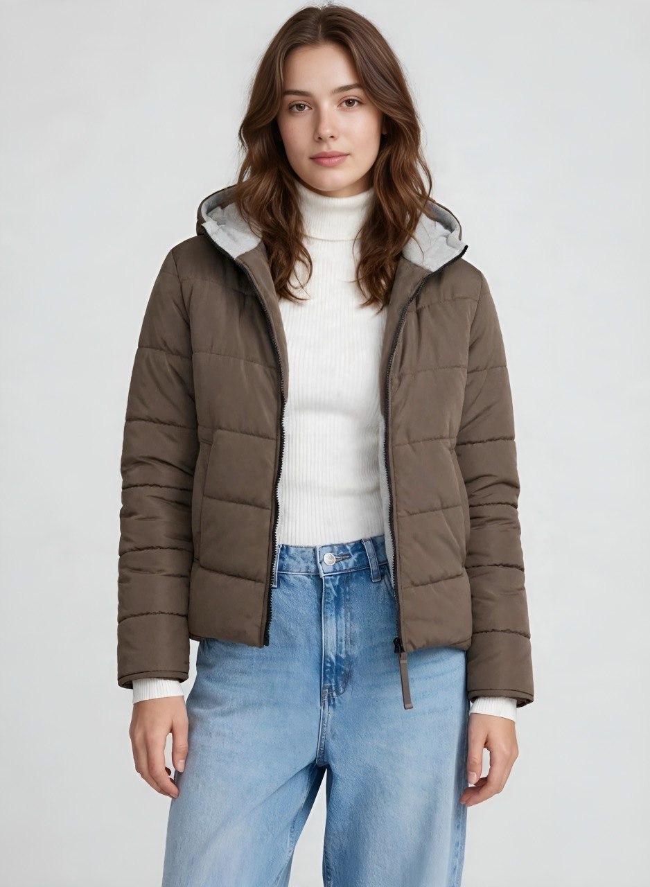 Chaqueta acolchada cafe para mujer atlas INOLVIDABLE