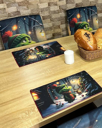 Set de fundas para sillas + Individuales comedor Navideños