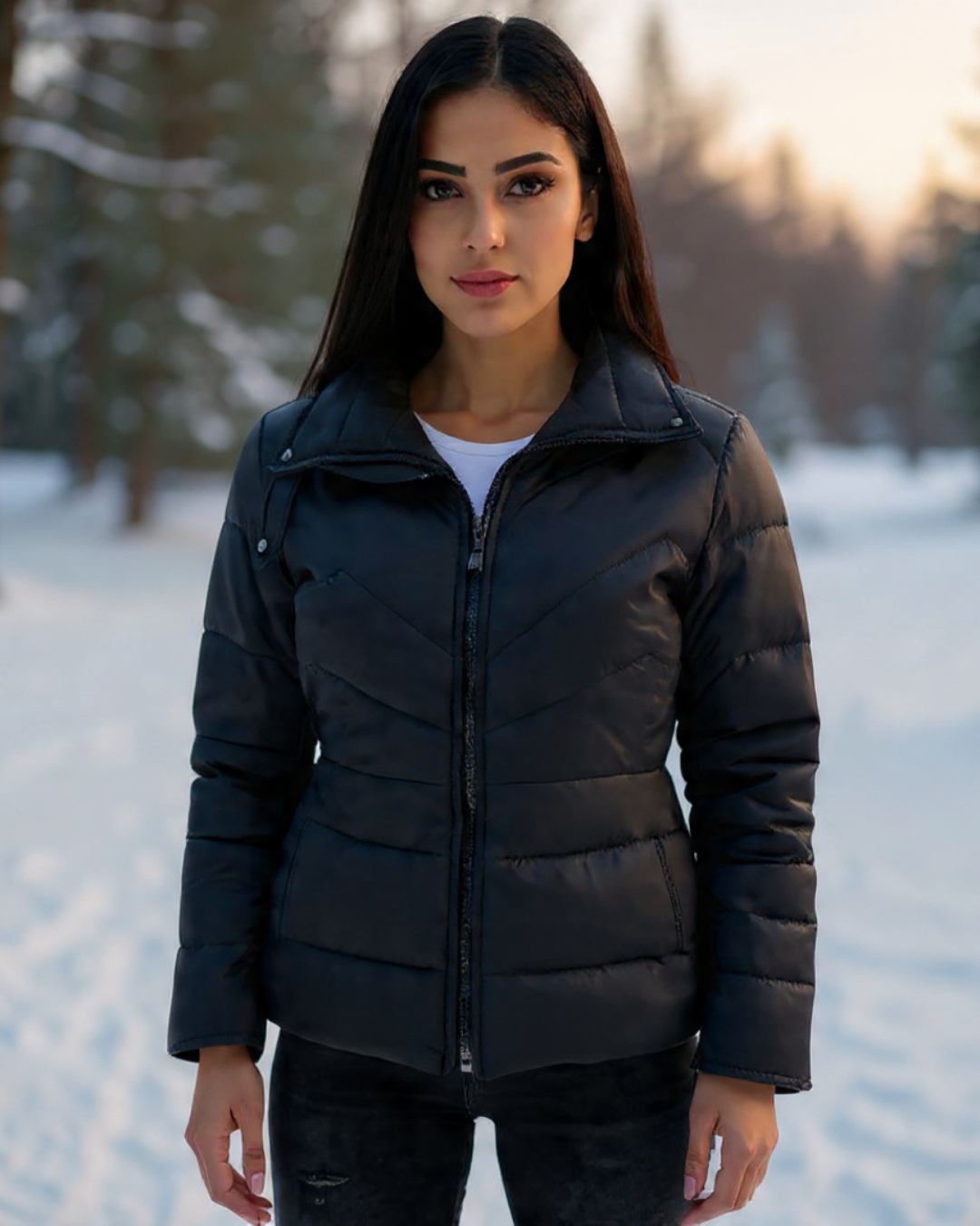 CHAQUETA CUELLO ALTO Y BOLSILLOS INVISIBLES CON CREMALLERA