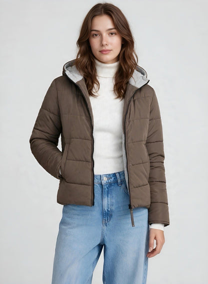 Chaqueta acolchada cafe para mujer atlas INOLVIDABLE