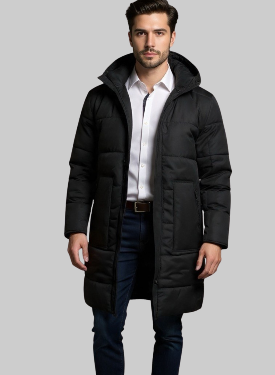 Gabán Puffer Largo Hombre