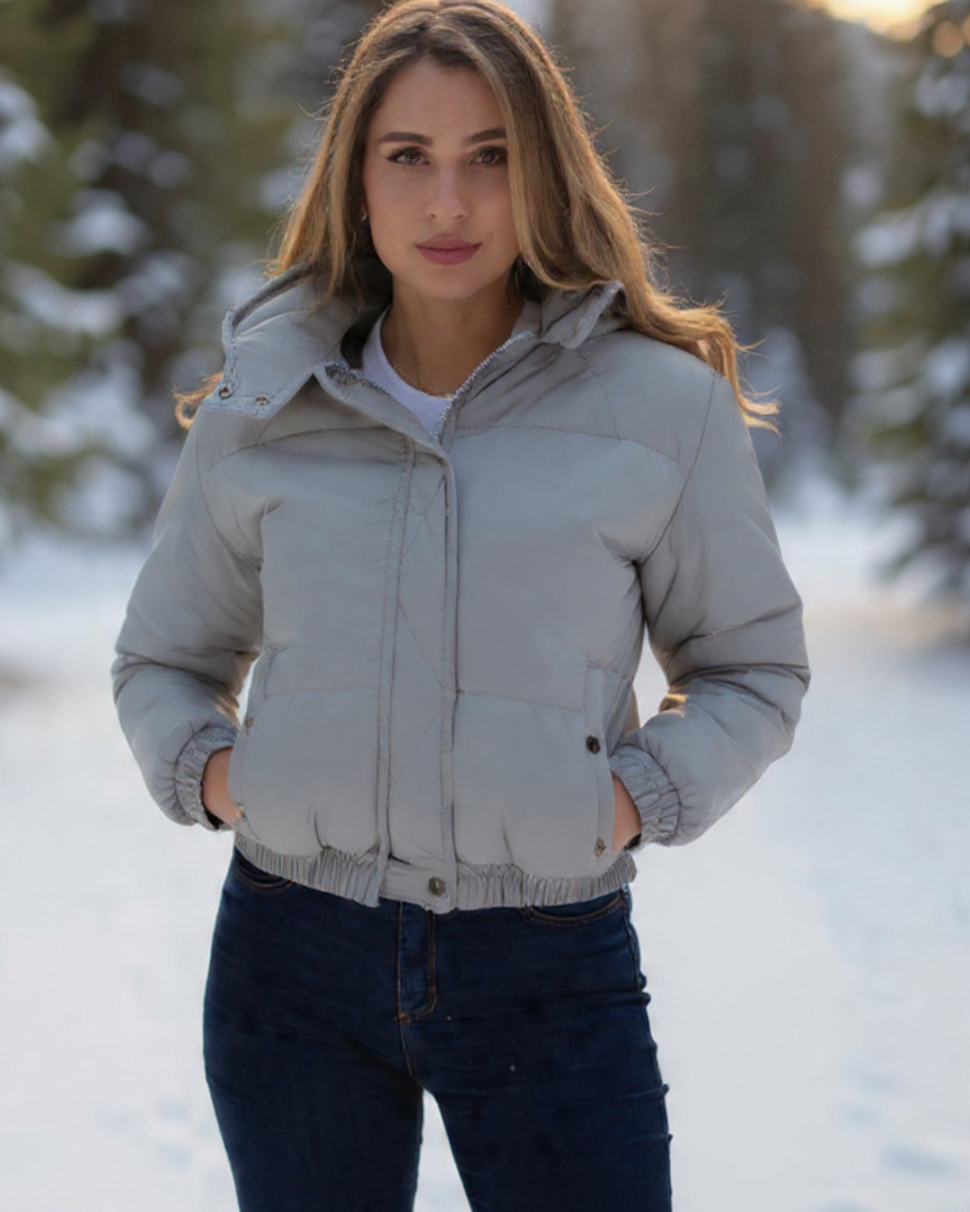 CHAQUETA CORTA SEMI OVERSIZE DE CAPOTA