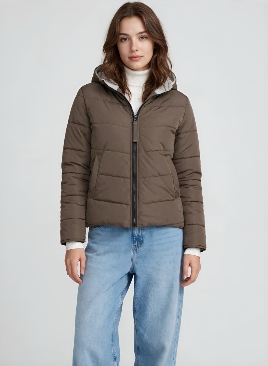 Chaqueta acolchada cafe para mujer atlas INOLVIDABLE