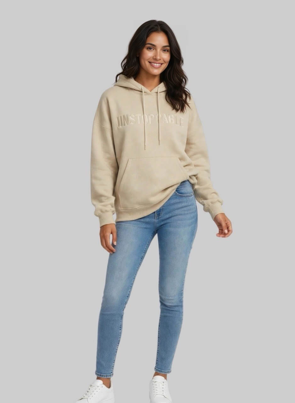 Hoodie con capota  kamel en algodon unstoppable para mujer INOLVIDABLE