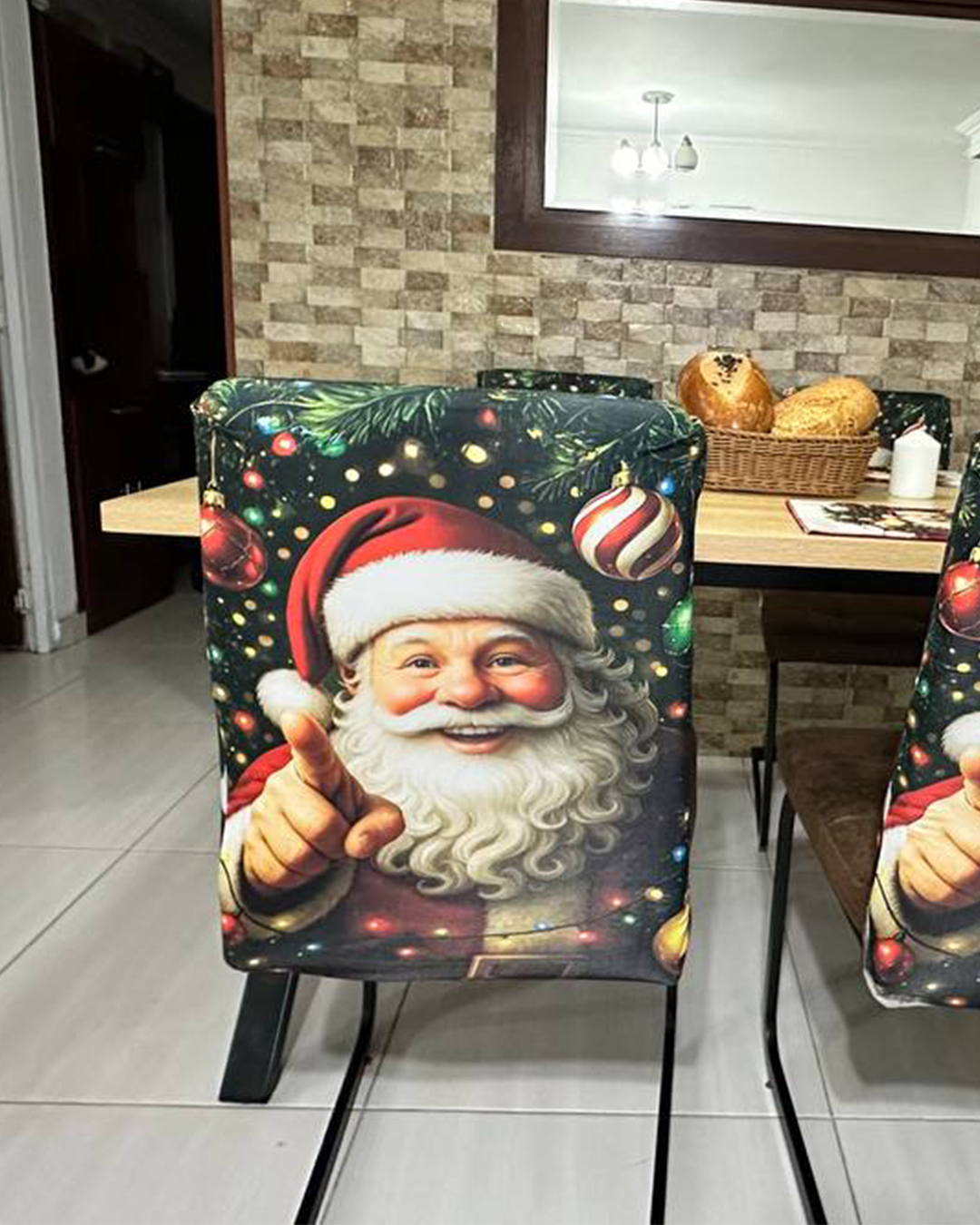 Set de fundas para sillas + Individuales comedor Navideños