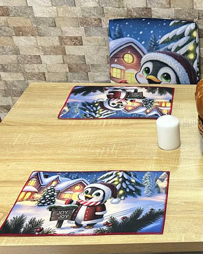 Set de fundas para sillas + Individuales comedor Navideños