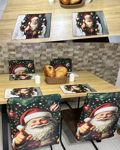 Set de fundas para sillas + Individuales comedor Navideños