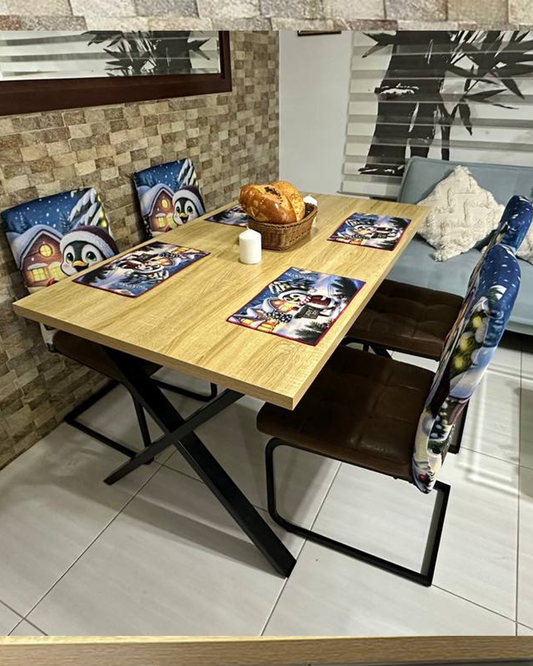 Set de fundas para sillas + Individuales comedor Navideños