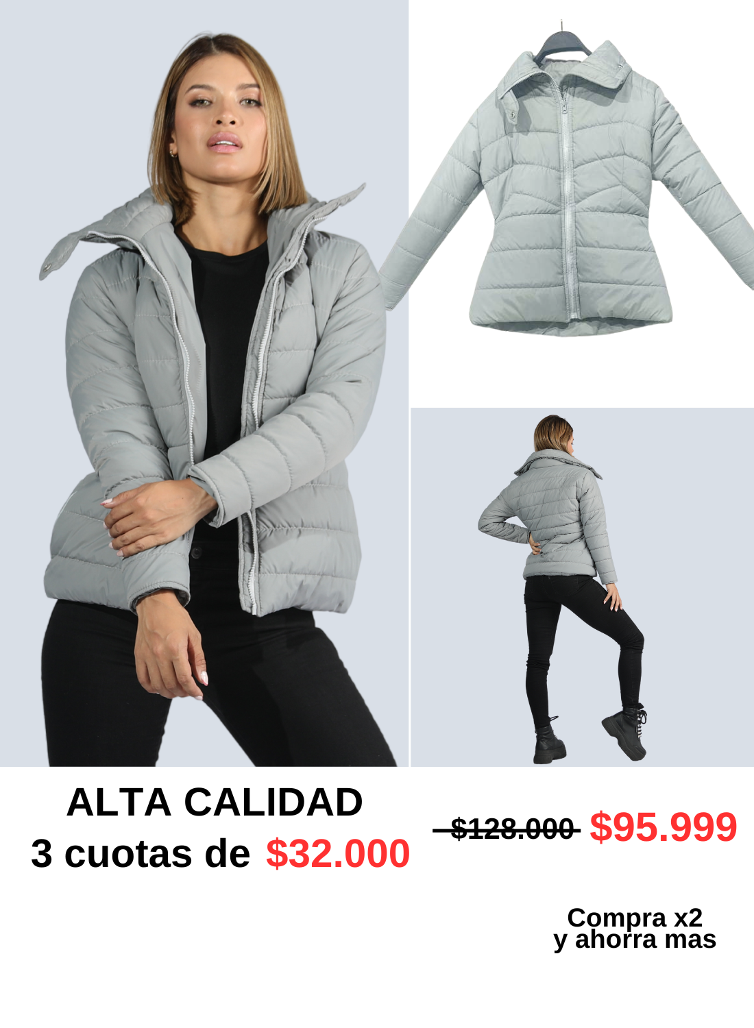 CHAQUETA CUELLO ALTO Y BOLSILLOS INVISIBLES CON CREMALLERA
