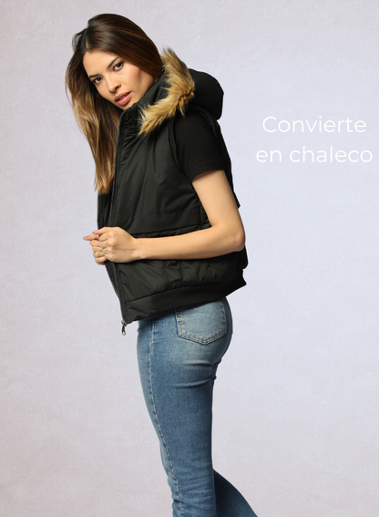 Dúo Eclipse (incluye Chaleco largo Cafe y chaqueta cloud negra )