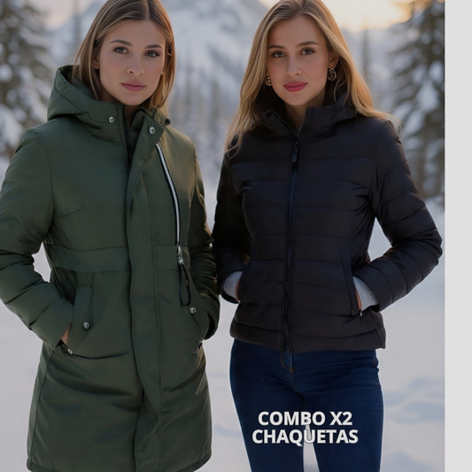 Dúo Élite (incluye parka reversible verde + chaqueta de guantes negra)