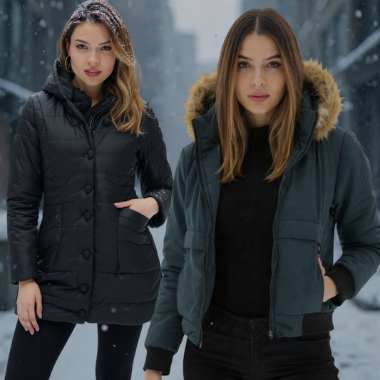 Dúo Chic (incluye Gabán Berlín negro + chaqueta cloud petróleo)