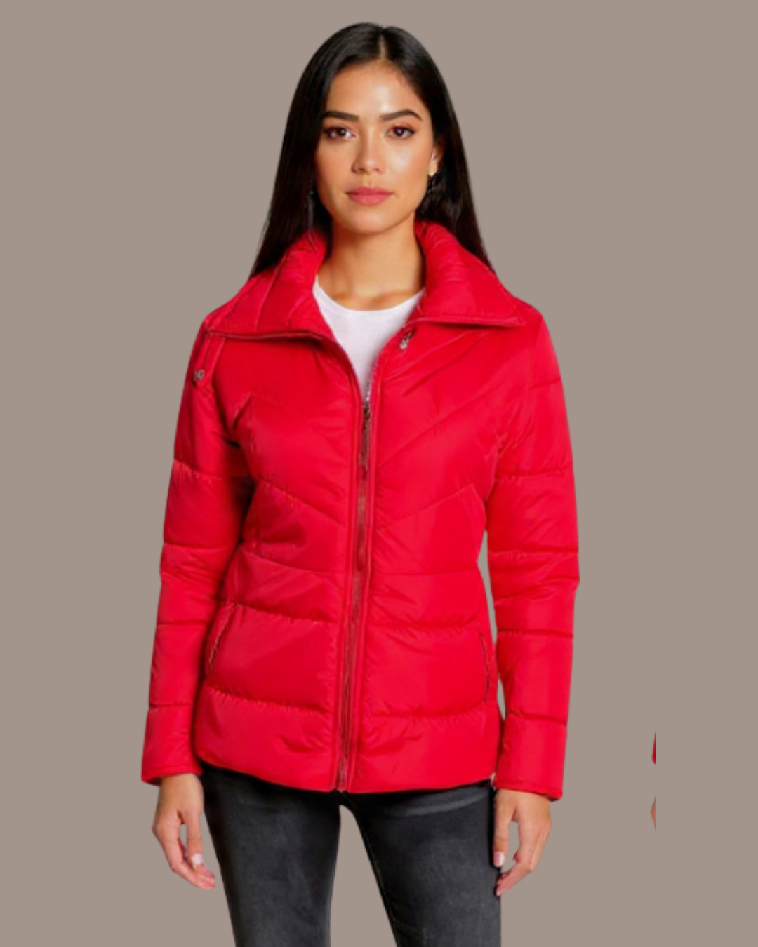 CHAQUETA CUELLO ALTO Y BOLSILLOS INVISIBLES CON CREMALLERA