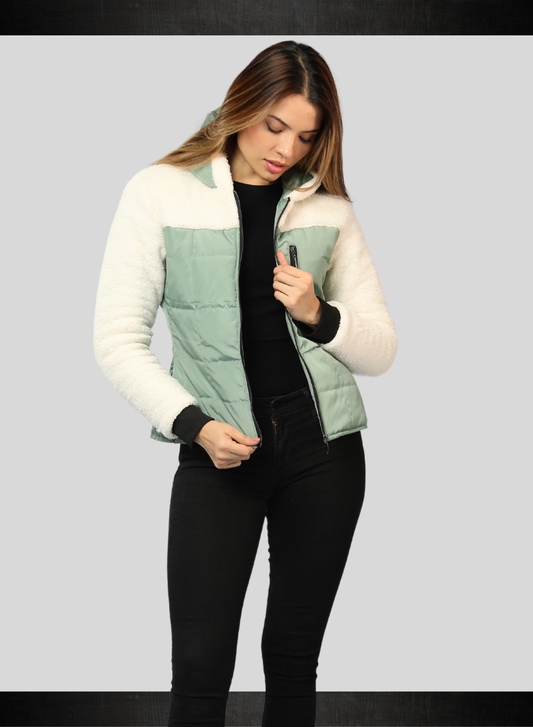 CHAQUETA COMBINADA CON OVEJERO Y BOLSILLOS INVISIBLES