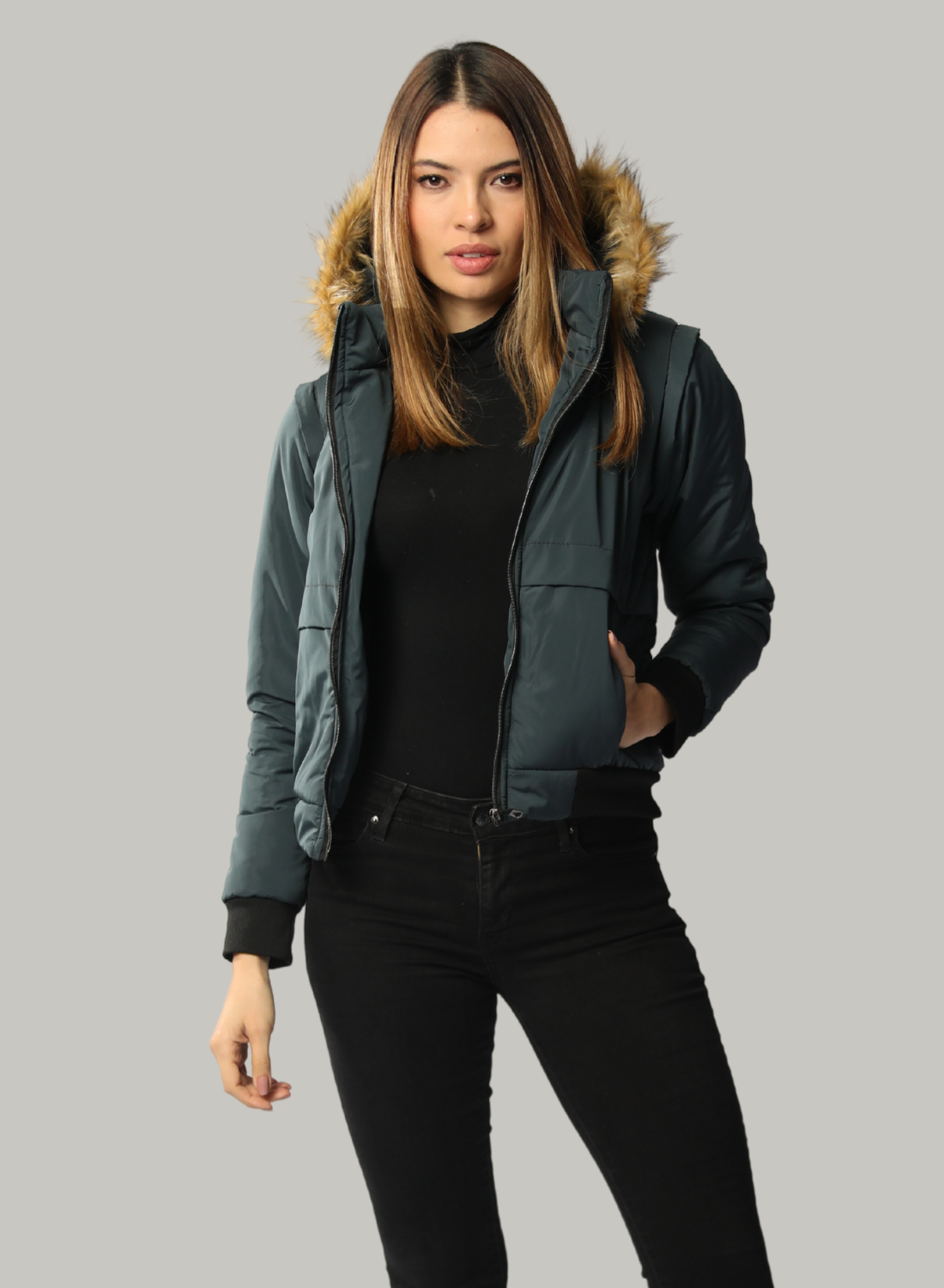CHAQUETA ADAPTABLE A CHALECO CON CAPOTA REMOVIBLE