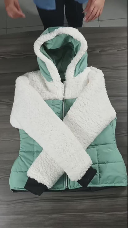 CHAQUETA COMBINADA CON OVEJERO Y BOLSILLOS INVISIBLES