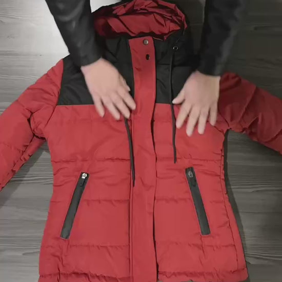 Chaqueta puffer bicolor terracota para mujer  INOLVIDABLE