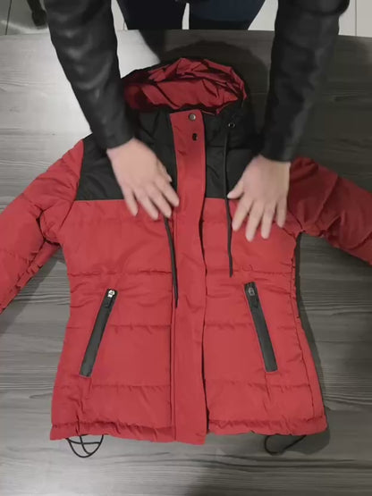 Chaqueta puffer bicolor terracota para mujer  INOLVIDABLE