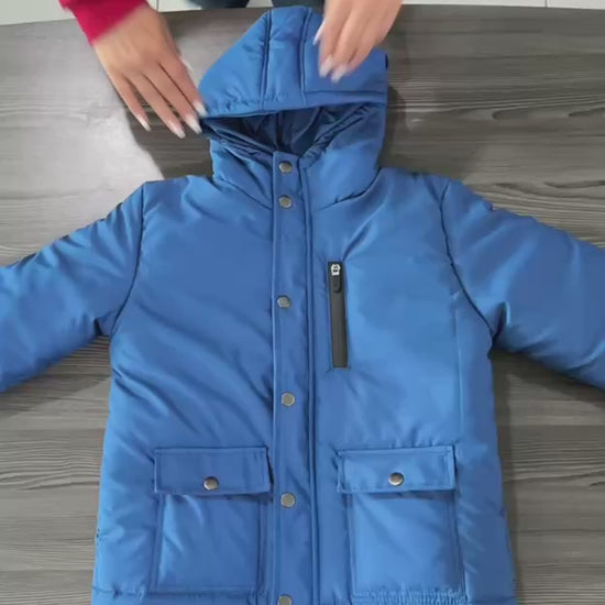 Abrigo acolchado parka azul para niño INOLVIDABLE