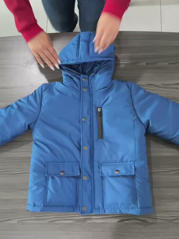 Abrigo acolchado parka azul para niño INOLVIDABLE