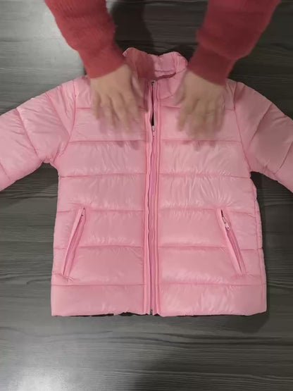 Chaqueta acolchada brillante rosa para niña INOLVIDABLE