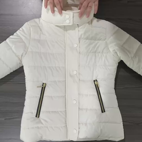 Chaqueta corta acolchada marfil royal para mujer INOLVIDABLE